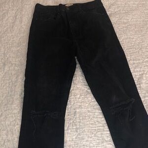 Women’s Black Distressed Straight-Leg Pants